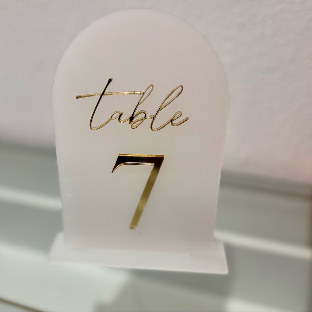 Sold! Do not purchase. Gold Table Number Signs 1-17